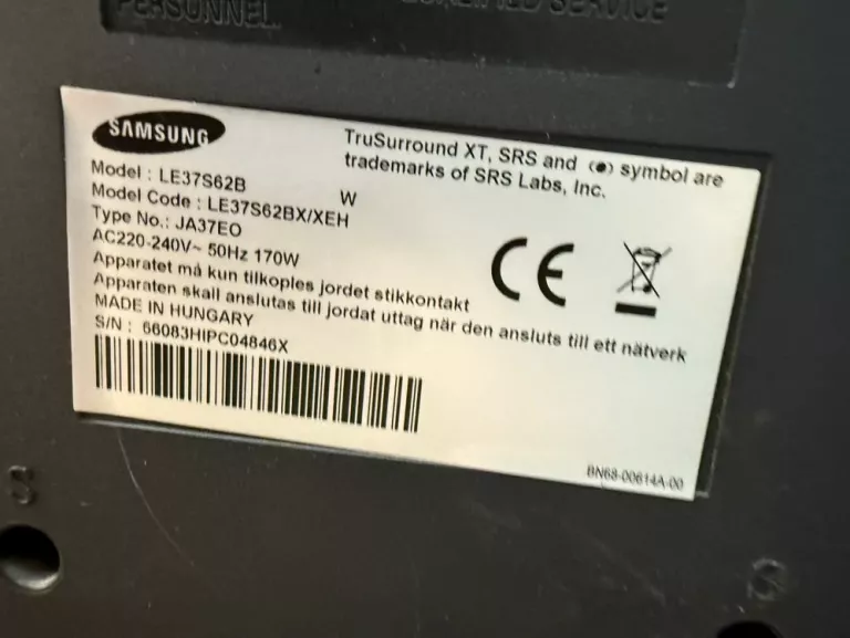 TELEWIZOR SAMSUNG LE37S62B + PILOT 37''