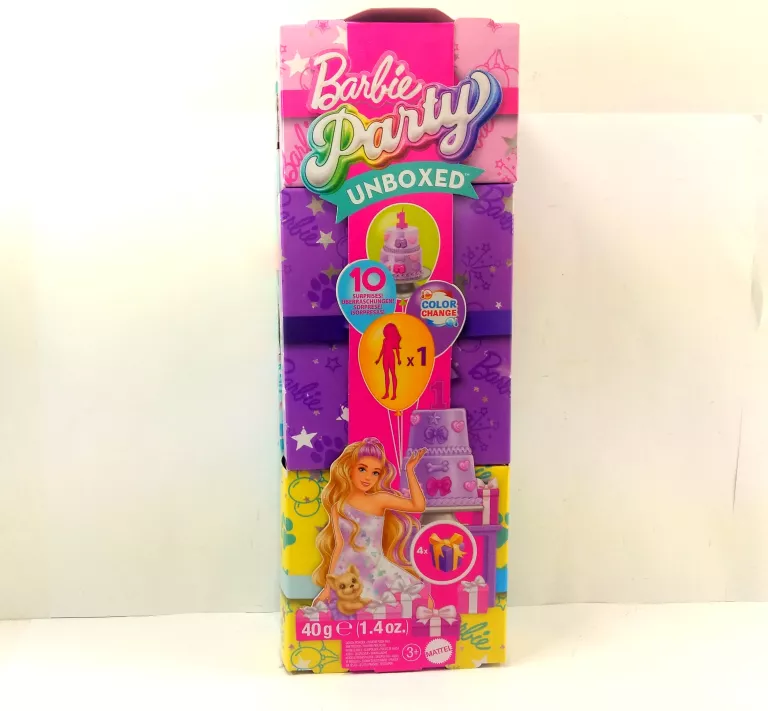 LALKA BARBIE PARTY UNBOXED W ZESTAWIE 10 NIESPODZIANEK #BLONDYNKA