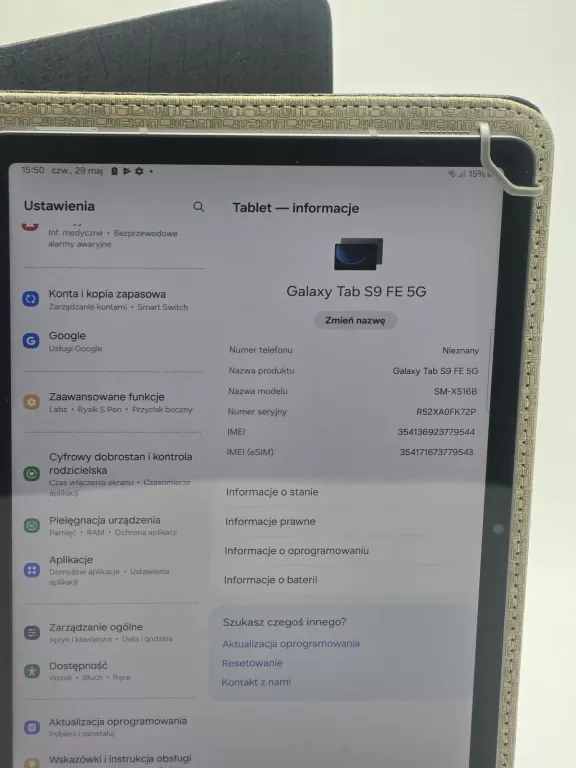 TABLET SAMSUNG TAB S9 FE 5G 6/128GB + KLAWIATURA/ETUI