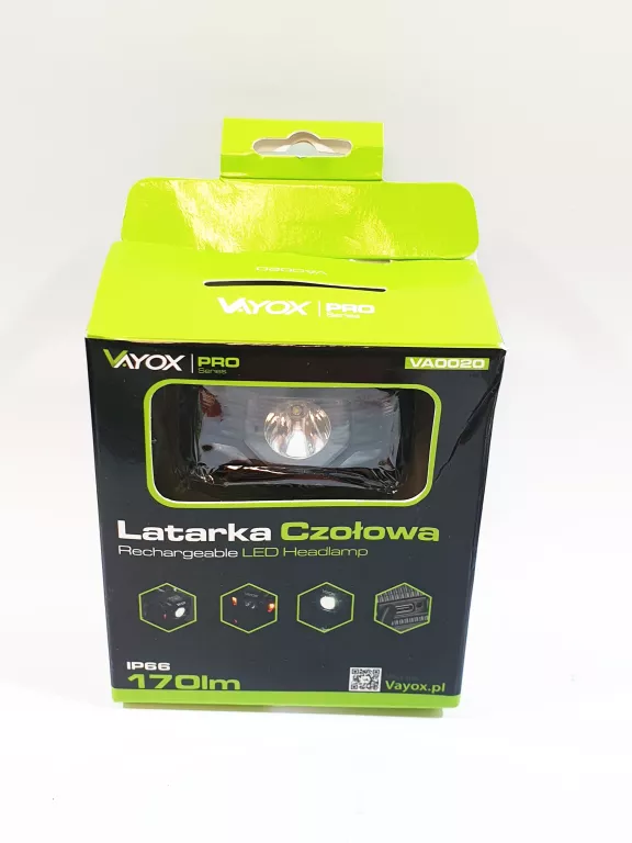LATARKA CZOŁOWA VAYOX LED AKUMULATOR CZUJNIK RUCHU