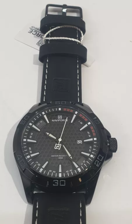 ZEGAREK MĘSKI NAVIFORCE KLASYCZNY SKÓRZANY CZARNY PASEK