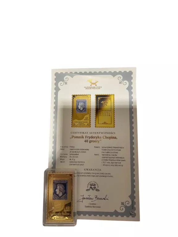 POLSKI ZNACZEK POCZTOWY POMNIK FREDERYKA CHOPINA 40 GROSZY
