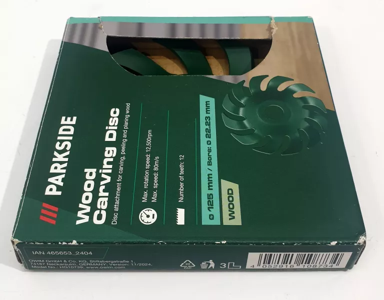 PARKSIDE TARCZA RASPUJĄCA 125 MM DO DREWNA I TWORZYW 12500 OBR/MIN