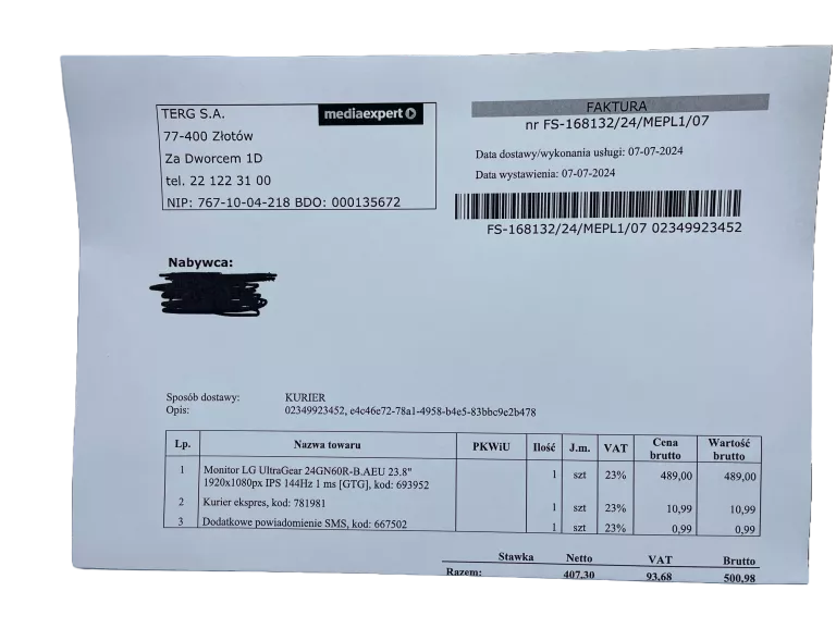 MONITOR LG 24GN0R-B FULL HD GWARANCJA