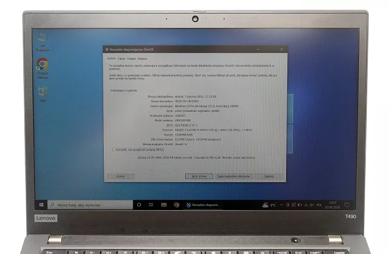 LAPTOP LENOVO THINKPAD T490 INTEL CORE I5-8365U 16+256GB