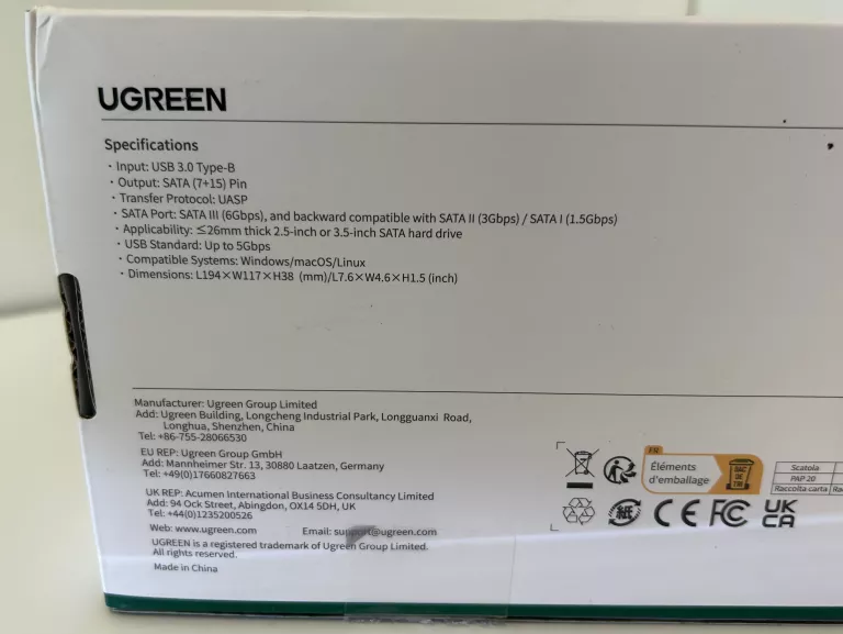 OBUDOWA NA DYSK 2.5/3.5" UGREEN – SUPERSZYBKI TRANSFER USB 3.0 PUD
