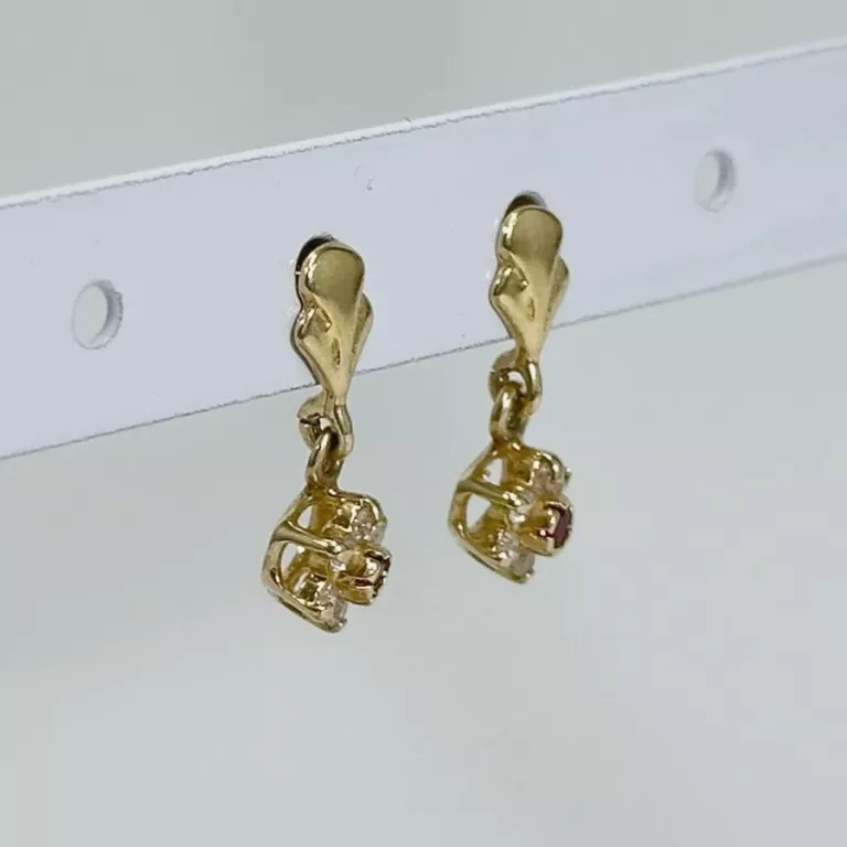 UROCZE DAMSKIE WISZĄCE KOLCZYKI ZE ZŁOTA Z CYRKONIAMI 14K 585