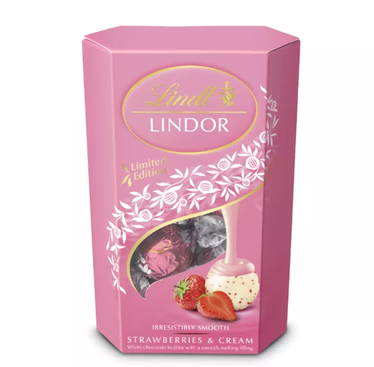 LINDT PRALINY LINDOR TRUSKAWKOWE PRALINKI CZEKOLADKI 200G NA PREZENT
