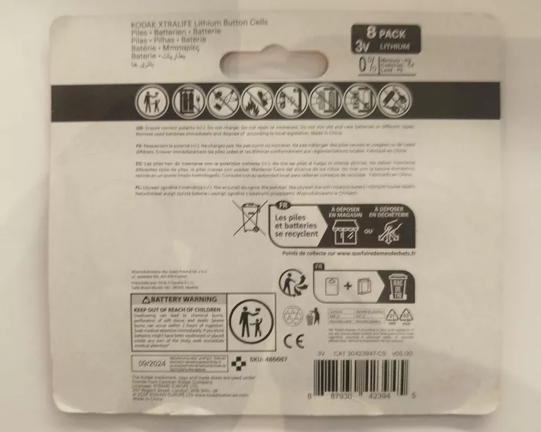BATERIE KODAK XTRALIFE 8 SZT C2032,C2025,CR2016