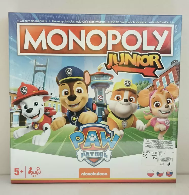 MONOPOLY JUNIOR PAW PATROL PSI PATROL ZAFOLIOWANE