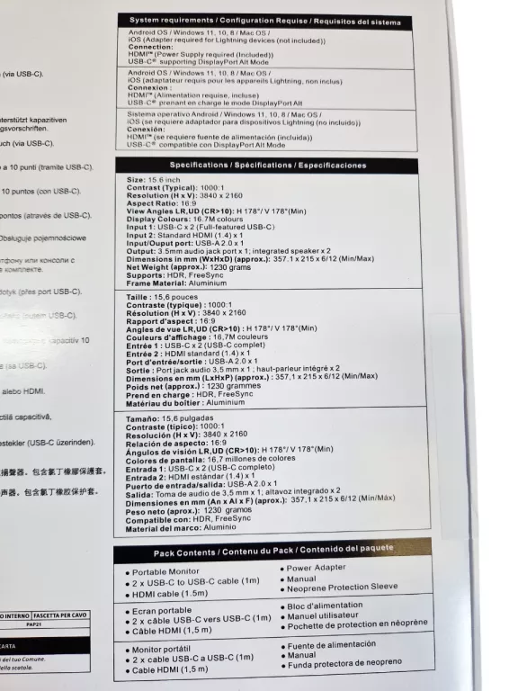 MONITOR PRZENOŚNY VERBATIM PMT-15-4K 15.6" 3840X2160PX IPS DOTYKOWY EKRAN