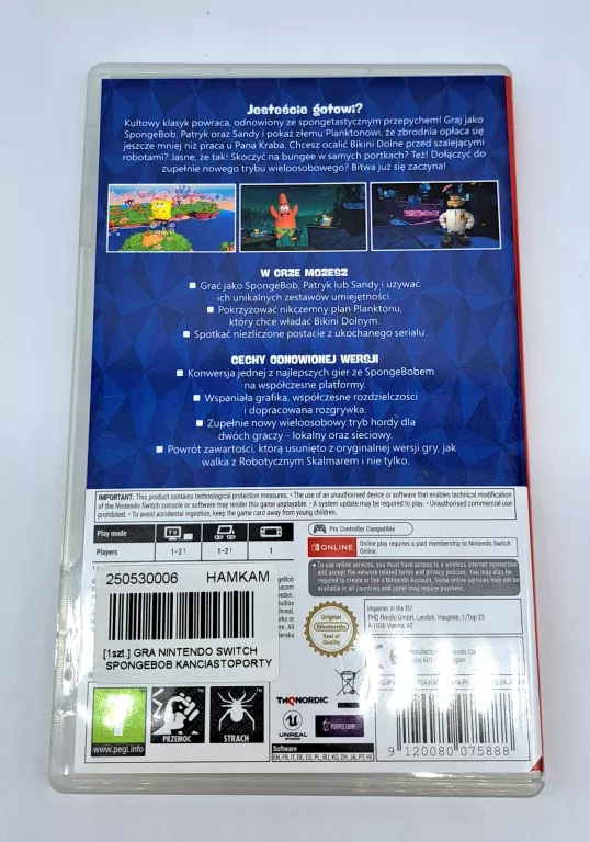 GRA NINTENDO SWITCH SPONGEBOB KANCIASTOPORTY BATTLE FOR BIKINI BOTTOM
