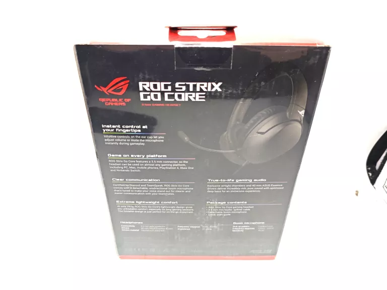 SŁUCHAWKI GAMINGOWE PRZEWODOWE ASUS ROG STRIX GO CORE KPL