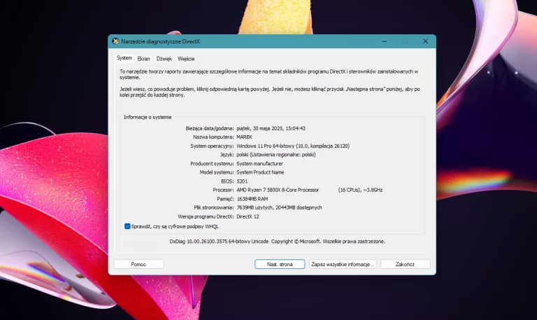 KOMPUTER STACJONARNY R7 5800X 16GB RAM 2360GB SSD/HDD RTX 3070 WIN 11 PRO