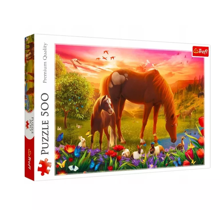 PUZZLE 500 KONIE NA ŁĄCE TREFL, TREFL 5900511374513