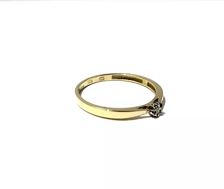 CUDOWNY ZŁOTY PIERŚCIONEK Z DIAMENTEM 1,38 G 585 0,05 CT R.19