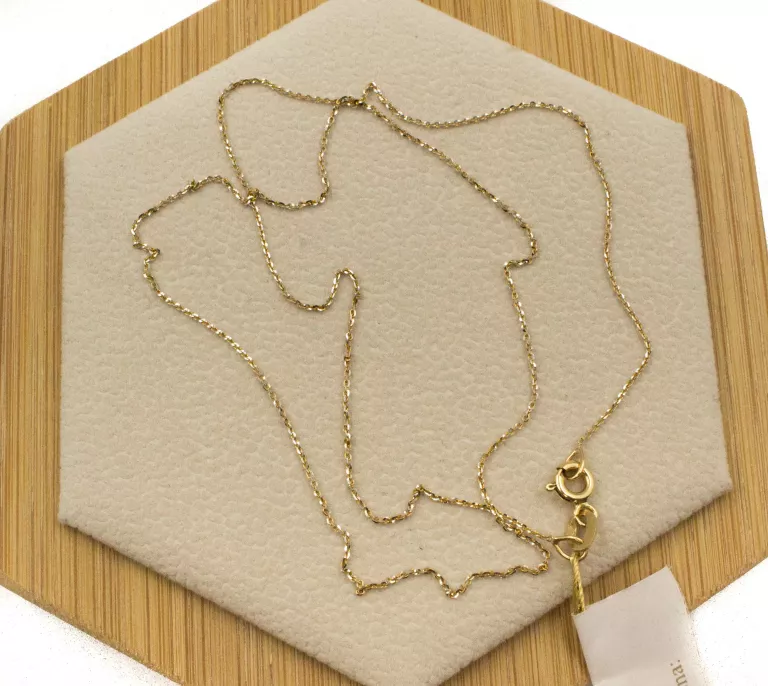 CIEŃKI (1 MM) BŁYSZCZĄCY ZŁOTY ŁAŃCUSZEK 14K W.1,13G 45 CM