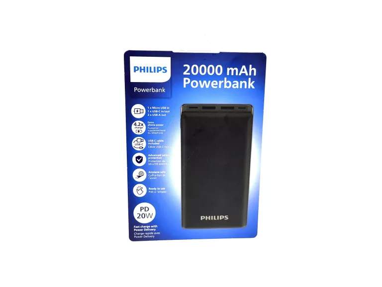 POWERBANK PHILIPS 20 000 MAH CZARNY