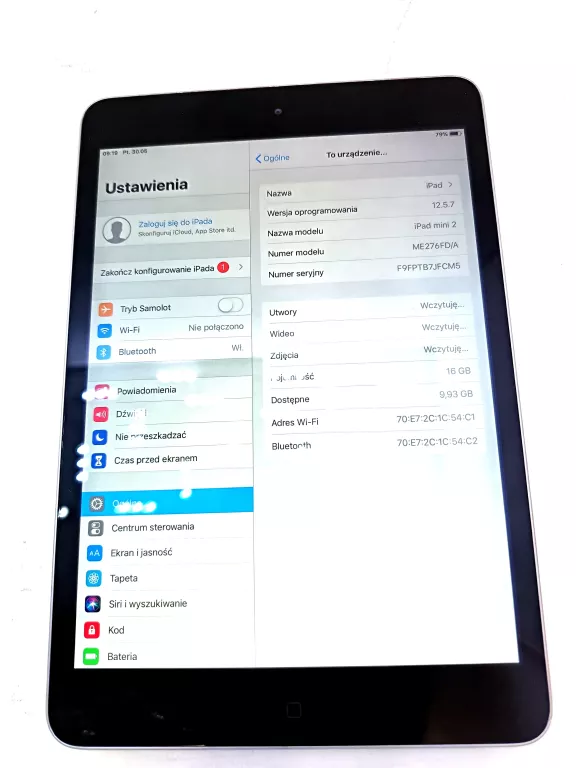 TABLET IPAD MINI 2 A1489 (MODEL: ME276FD/A) + ŁADOWARKA