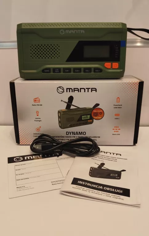 RADIO Z PANELEM SOLARNYM MANTA RDI401G ZIELONY