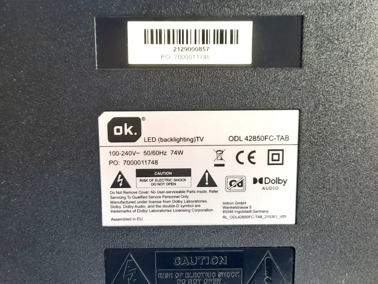 TELEWIZOR LED OK. ODL 32850FC-TAB 32" FULL HD CZARNY