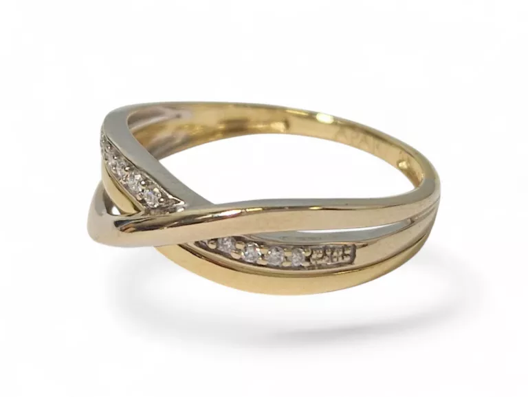 ZŁOTY PIERŚCIONEK Z BRYLANTAMI 0,05CT 585 R15 BRYLANTY CERTYFIKAT