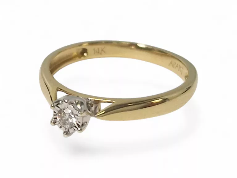 ZŁOTY PIERŚCIONEK PRÓBA 585 BRYLANT 0.05CT R.11 1,60G