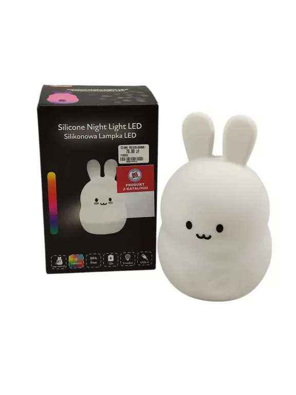 SMIKI KRÓLIK LAMPKA NOCNA SILIKONOWA LED/ ZMIENIAJĄCA KOLORY