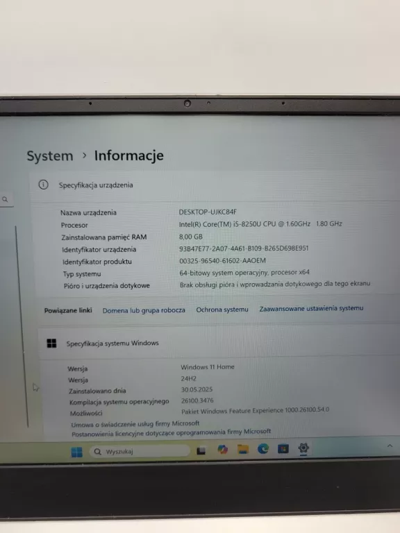 LAPTOP LENOVO IDEAPAD 330S 14" I5-8250U 8/128GB