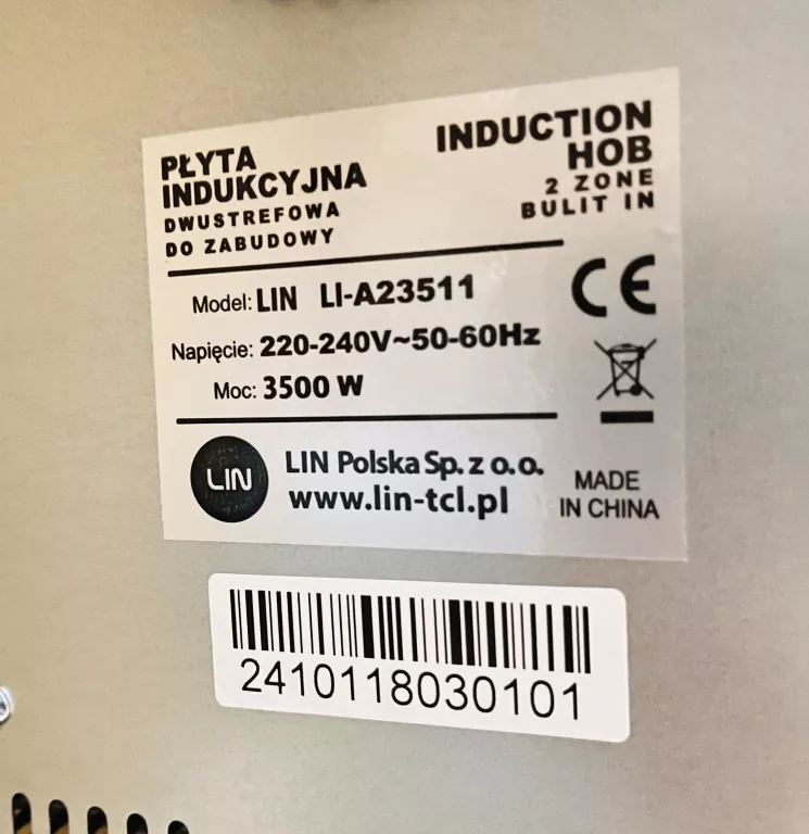 PŁYTA INDUKCYJNA LIN LI-A23511 29 CM 2 PALNIKI
