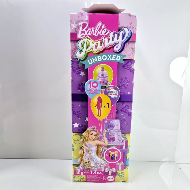 LALKA BARBIE PARTY UNBOXED W ZESTAWIE 10 NIESPODZIANEK BLOND