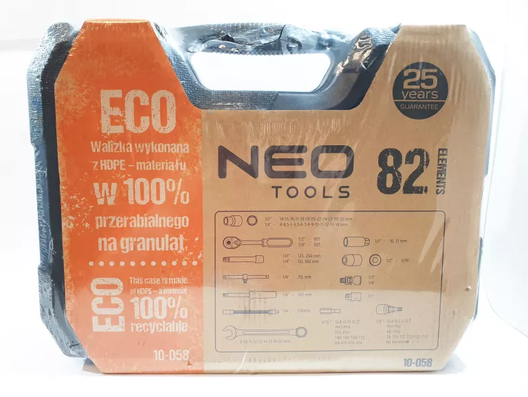 NEO TOOLS KLUCZE NASADOWE 82 EL. 1/4, 1/2 CRV ZESTAW NARZĘDZI WALIZKA