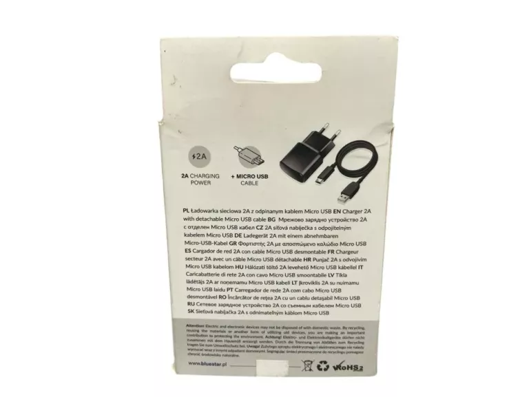 ŁADOWARKA SIECIOWA MICROUSB TYP B 2000 MA