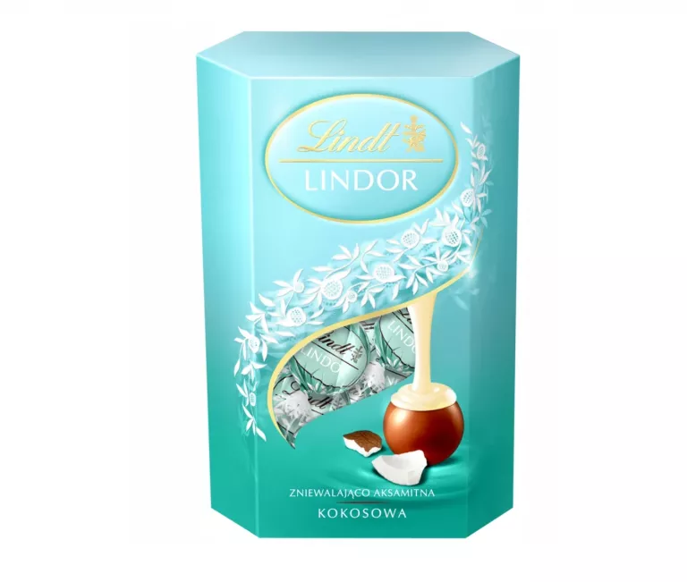 LINDT LINDOR PRALINY COCONUT PRALINKI NADZIENIE CZEKOLADOWO KOKOSOWE 200G