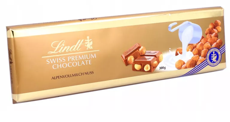 LINDT CZEKOLADA MLECZNA Z ORZECHAMI 300G SWISS PREMIUM