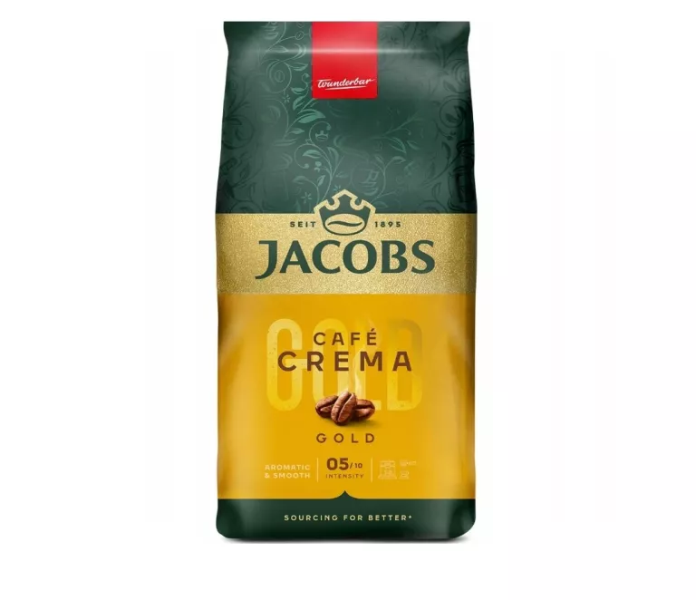 KAWA ZIARNISTA JACOBS CREMA GOLD 1KG, INTENSYWNOŚĆ 5/10