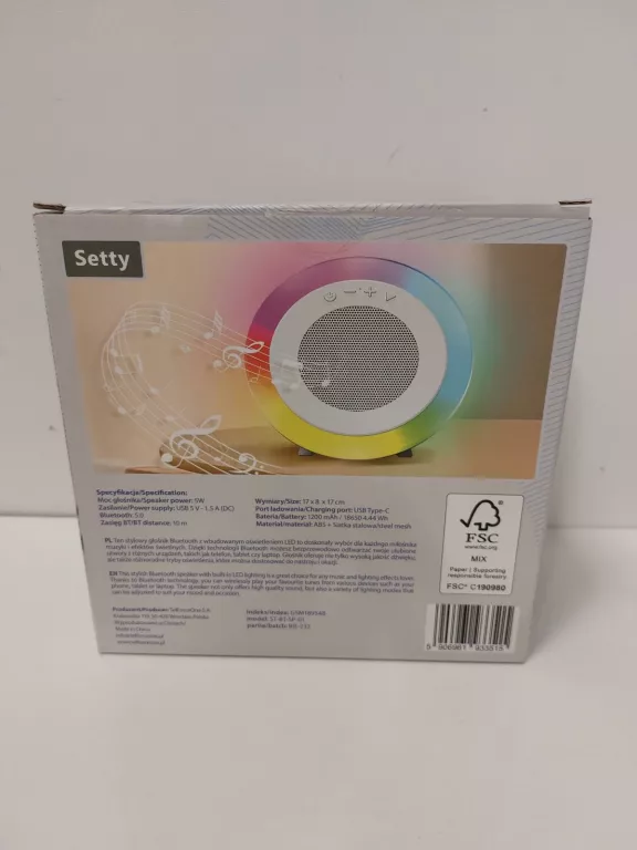 SETTY GŁOŚNIK BLUETOOTH LED
