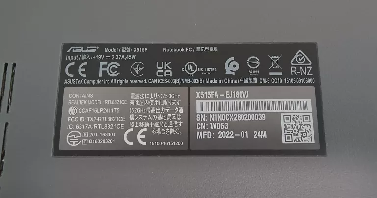 LAPTOP ASUS X515F I3-10110U 256GB SSD 8GB DDR4 KARTON