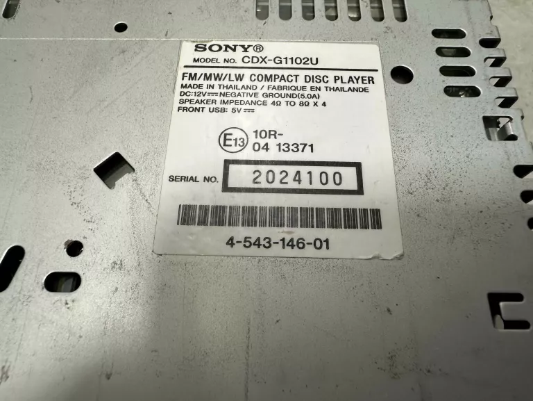 RADIO SAMOCHODOWE SONY CDX-G1102U