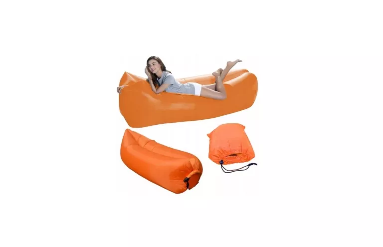 LEŻAK SAMOPOMPUJĄCY MATERAC LEŻAK DMUCHANY LAZY BAG POMARAŃCZOWY 210X70CM