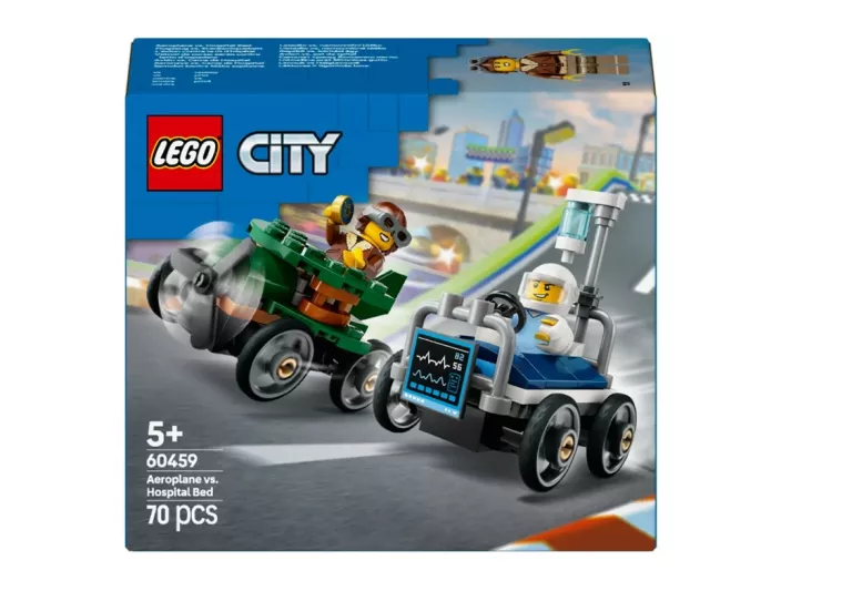 LEGO CITY ZESTAW WYŚCIGÓWEK: SAMOLOT KONTRA ŁÓŻKO SZPITALNE 60459