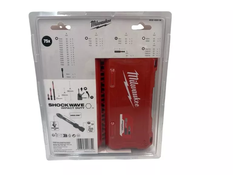 ZESTAW BITÓW UDAROWYCH KOŃCÓWEK DO WKRĘTARKI MILWAUKEE 4932492008 75SZT