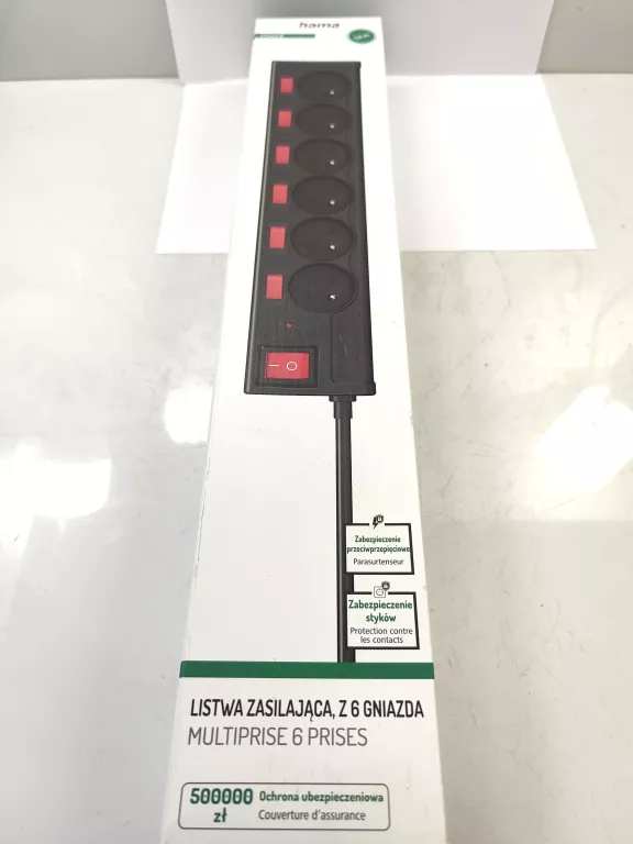 LISTWA ANTYPRZEPIĘCIOWA 6GN +6X WŁĄCZNIK 1,4M HAMA