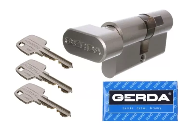 WKLADKA GERDA Z GAŁKĄ GERDA 35/30 MM NIKIEL ZESTAW 3 KLUCZY DO ZAMKA