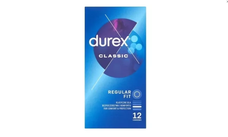 PREZERWATYWY DOPASOWANE DUREX CLASSIC REGULAR KLASYCZNE NAWILŻANE 12 SZTUK
