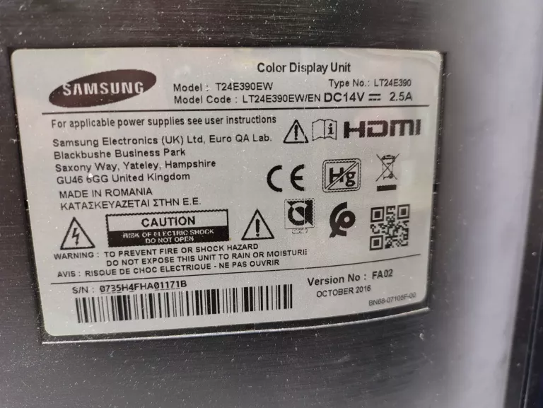 MONITOR LED SAMSUNG T24E390EW 24 " 1920 X 1080 PX IPS / PLS