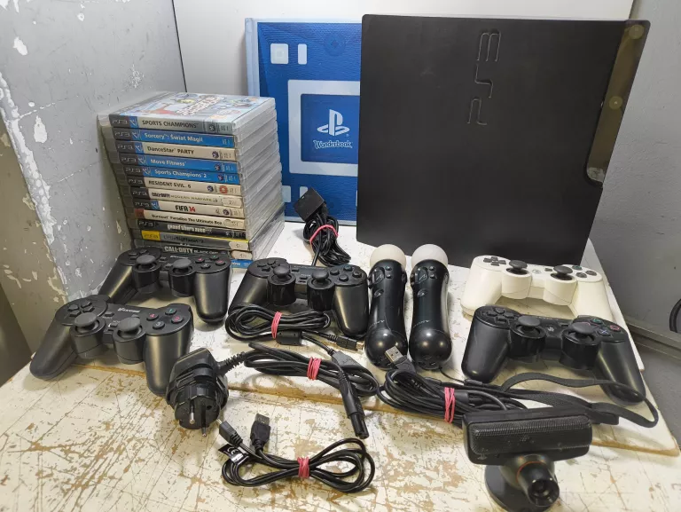KONSOLA PS3 SLIM 250GB +PADY, MOVE, 13 GIER