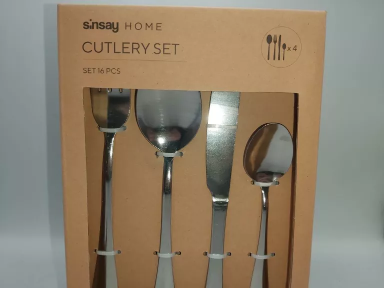 SZTUĆCE SINSAY HOME CUTLERY SET SREBRNY KOLOR 16 SZT