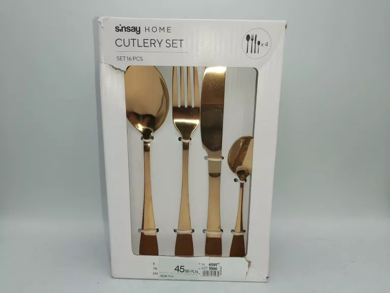 SZTUĆCE SINSAY HOME CUTLERY SET KOLOR ZŁOTY 16 SZT