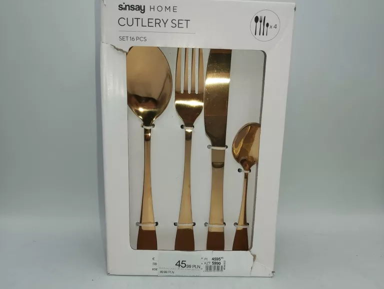 SZTUĆCE SINSAY HOME CUTLERY SET KOLOR ZŁOTY 16 SZT